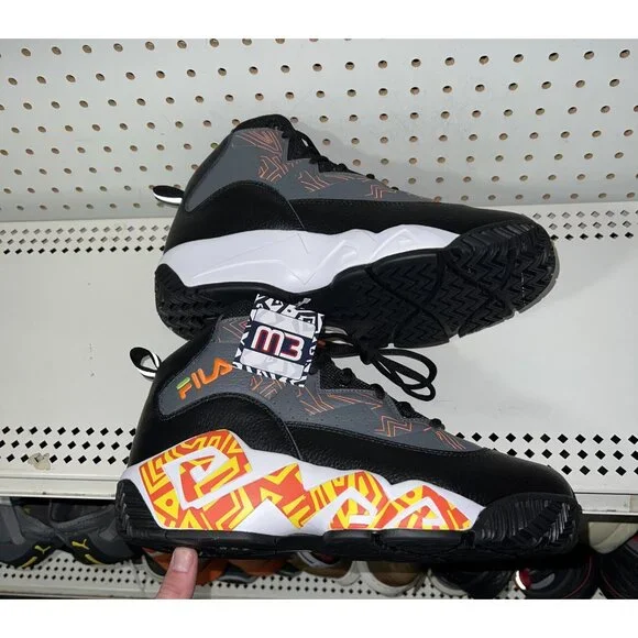 FILA MB Mens Basketball Shoes Size 11 Black Orange Yellow Gray